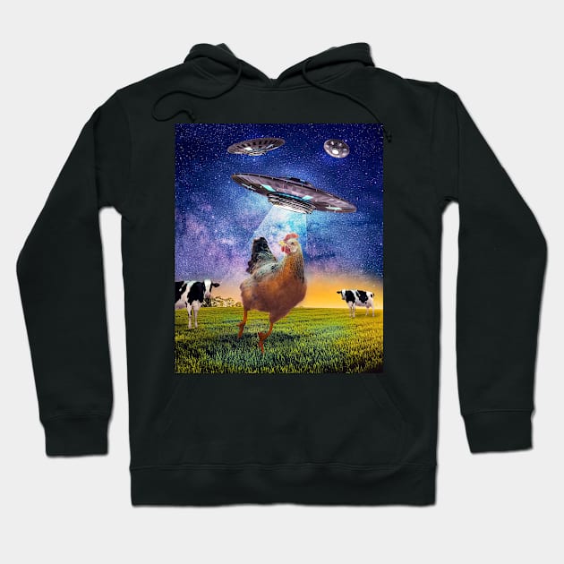 Chicken UFO Abduction Hoodie by Random Galaxy